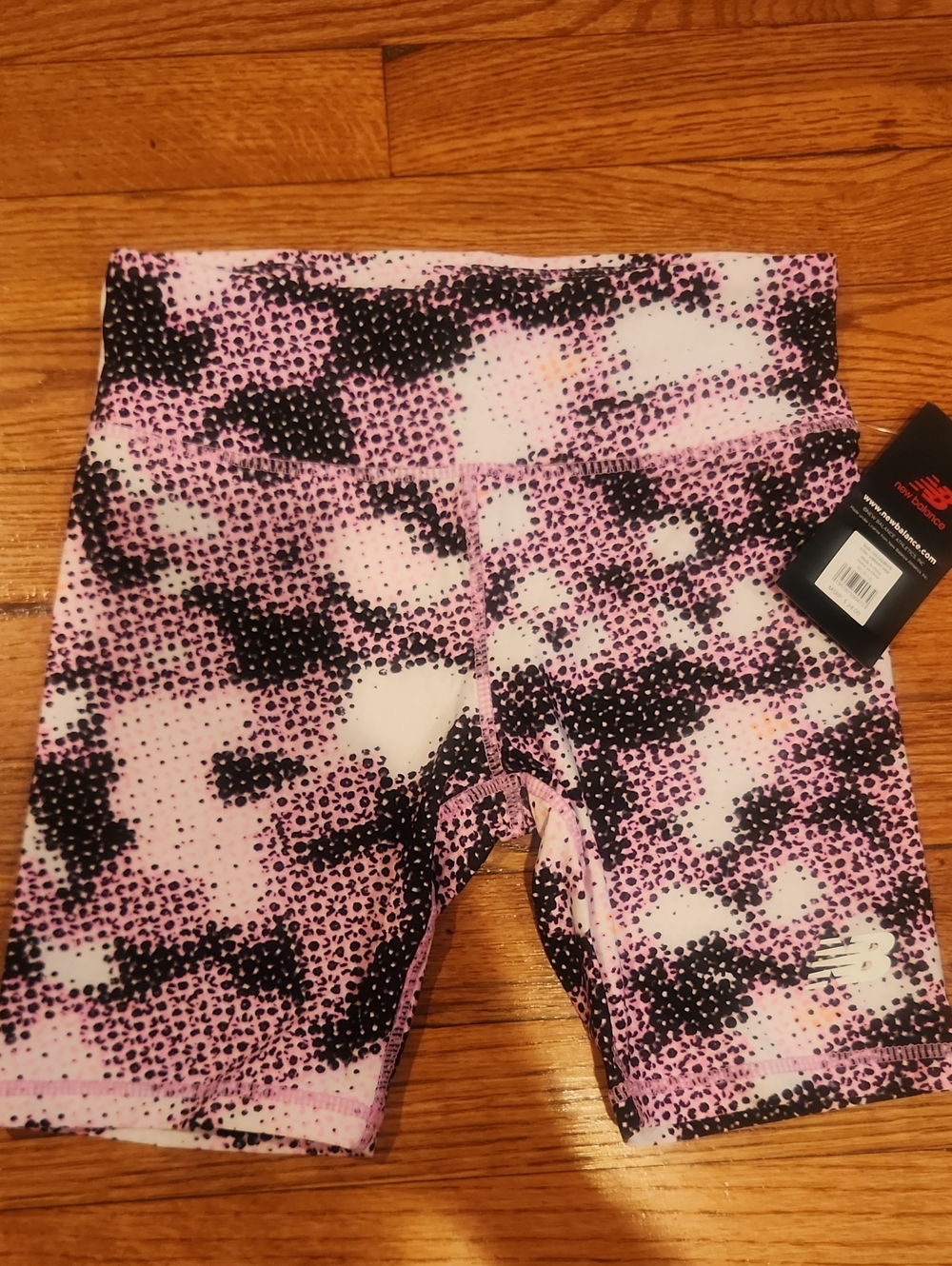 New Balance Pink and Black Dot-Print Girls' Leggings Shorts